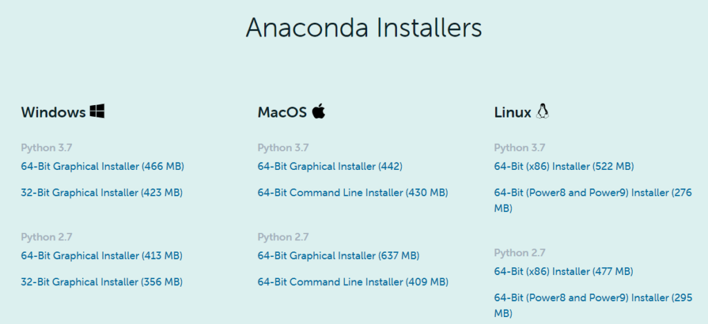 Anaconda Python Download Versionen