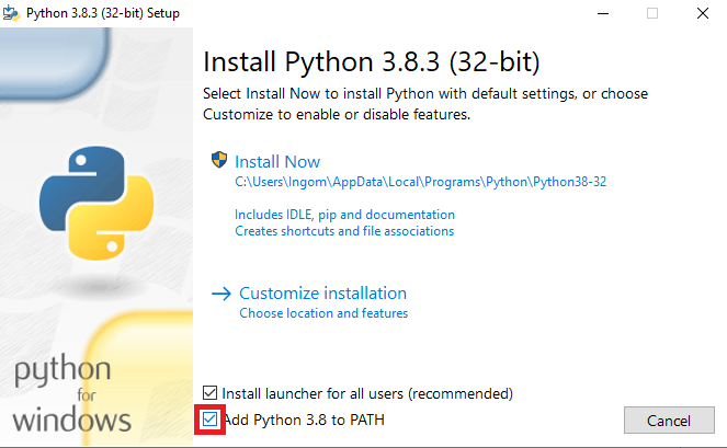 Standard Python Installer Path