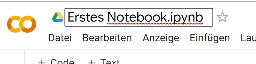 Colab Notebook umbenennen
