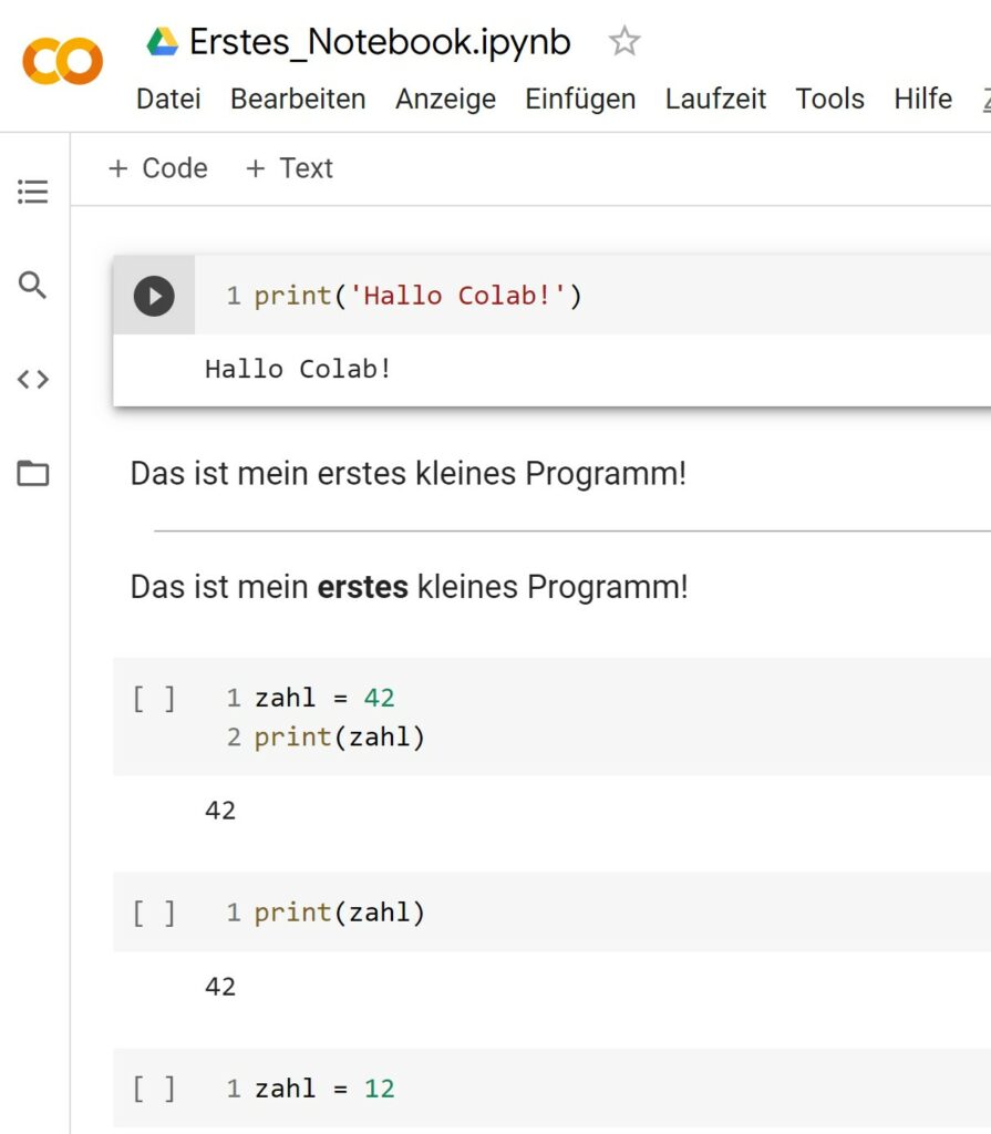 Colab Willkommen Hochladen abgeschlossen