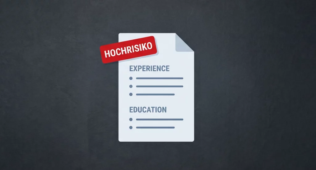 Bewerbungsformular mit Hochrisiko-Label - EU AI Act Annex III und HR Software