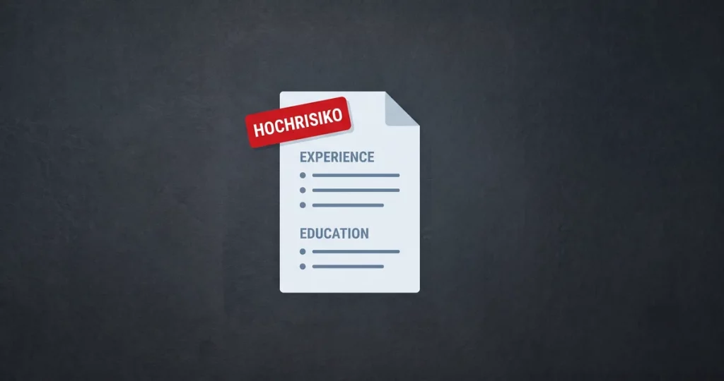Bewerbungsformular mit Hochrisiko-Label - EU AI Act Annex III und HR Software