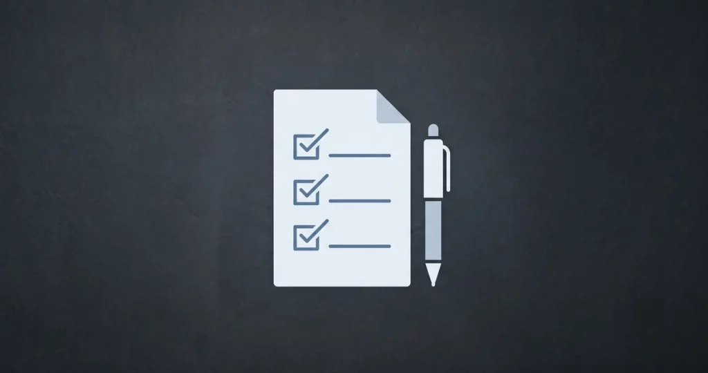 Halbe Seite mit Checkboxen und Stift - KI Richtlinie für Unternehmen erstellen