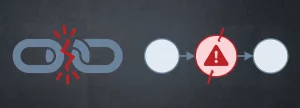 Workflow-Diagramm mit Warnsymbol - n8n Automatisierung instabil und Fehlerquellen